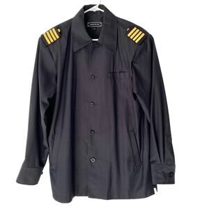Crème De Silk Vintage Black Military Look Jacket size medium